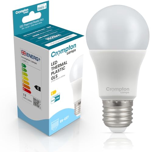 Crompton Lamps GLS LED E27 Bulb | 13W = 100W Equivalent | Warm White 2700K | Energy Efficient | Edison Screw Lightbulb | Long Life 15,000-Hrs | Bulbs for Lamps