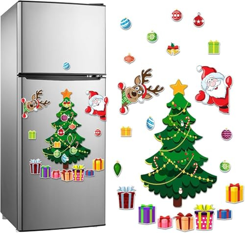 Magnetische Weihnachtsdekoration für Kühlschrank – Vielfältige Motive (Weihnachtsmann, Tannenbaum) Sicher Langlebig, Weihnachtsmagnete Küche Wohnzimmer, Festliche Magnetdekoration Weihnachten