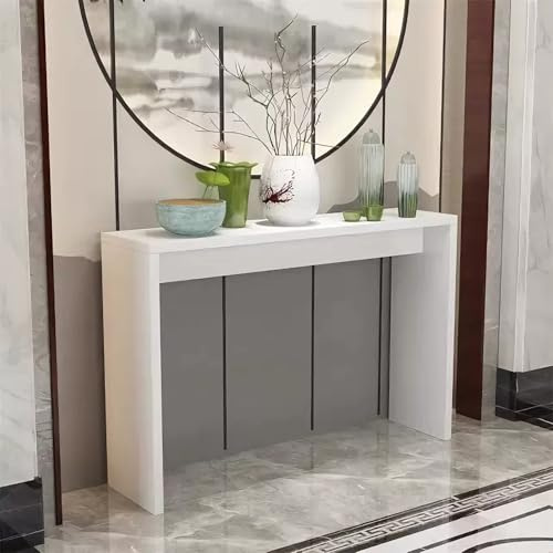 BeiJingYZ Konsolentisch Schmal aus Holz, Beistelltisch Schmal Moderner Minimalistischer Stil, Flurtisch für Flur, Wohnzimmer und Sofa, Einfache Montage(White,100x30x100 cm/39x12x39 in)