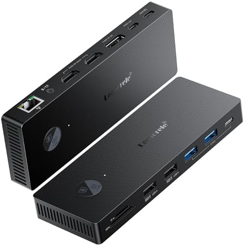 Lemorele Docking Station USB-C 13 in 1 per 3 Monitor, 2 HDMI + DP, 4K@60Hz | Gigabit Ethernet, PD 100W, SD/TF e audio; tasto privacy e modalità 1080P per compatibilità Windows, con porte USB-A e USB-C