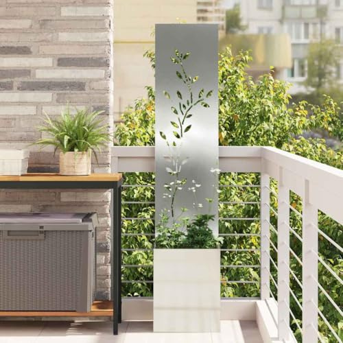 Brise-vue moderne - En acier galvanisé - Pour balcon et terrasse - 32 x 140 cm - Installation rapide - Argenté
