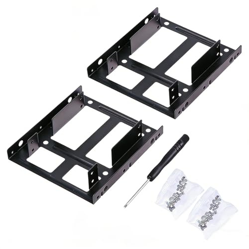 SSD Einbaurahmen 2x 2,5 auf 3,5 Festplatten Adapter, Dual HDD/SSD Montagehalterung mit Schrauben & Schraubendreher, Interner 2,5 Zoll bis 3,5 Zoll Festplatten Halter