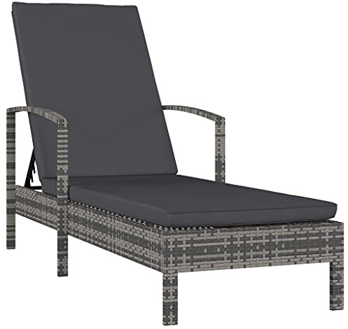 THOYTOUI 1-TLG. Set Modern Sonnenliege Grau - Saunaliege & Strandliege mit Verstellbarer Rückenlehne & gepolsterter Auflage für Gemütliche Entspannung auf dem Balkon