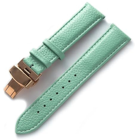 Generisch EDVENA Lederuhr Mit Grünem, Weichem Rindsleder-Accessoire For Herren Und Damen, Kompatibles Longines-Tissot-Armband(Light blue rose,15)