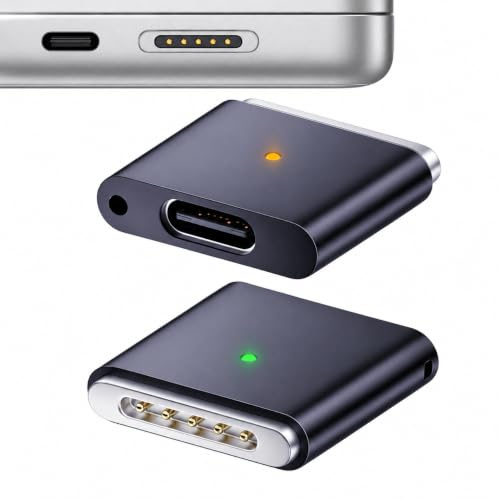 1PC Adaptador USB C a Magnético para Magsafe 3，100W Convertidor Tipo C Hembra a mag-S 3 T-Head, Carga Rápida PD Compatible con MacBook Pro/Air M1 M2 M3 M4 (14/16) Plata