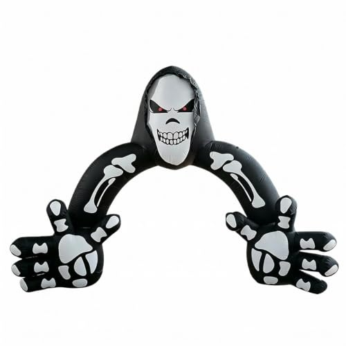 FytStycale Arche Gonflable Halloween Passage Porte Entrée Silhouette de Faucheur avec Mains Squelettes et Éclairage Polyester Résistant aux Intempéries Adapté à Événement Familial