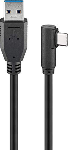 Goobay 66504 USB 3.0 auf USB C Kabel 3m / 15W Handykabel / 90 Grad USB C Winkelstecker / Ladekabel 5 Gbits SuperSpeed / USB Type C Handy Samsung Sony / Schwarz / 3 Meter
