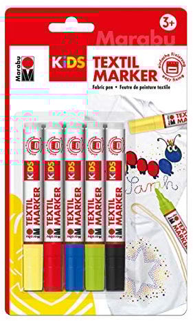 CREATIV DISCOUNT ® NEU Marabu Kids Textilmarker Set, 3mm, 5 teilig