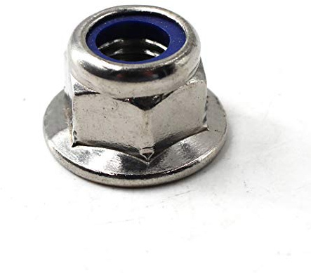 M6 Nylon Lock Nut 304 Stainless Steel Flange Nut Inserts Hex Lock Nuts (Pack of 50)