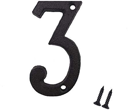 Numeri civici da 7,6 cm, in ghisa, numero di casella postale 3