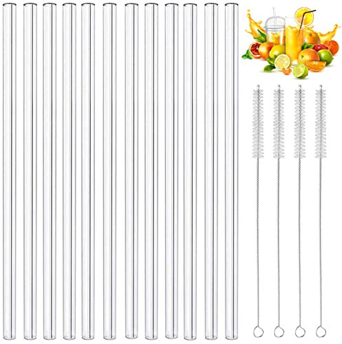 Set of 12 Glas Trinkhalme 21,5 cm Strohhalme Strohhalm Cocktail Glashalme Klar