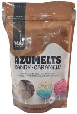Azucren, Melt Marrón, Melts de Chocolate para Derretir, Perlas de Caramelo Fundible para Repostería, Perlas Microondas para Cake Pop, Galletas o Cupcakes, 250 G