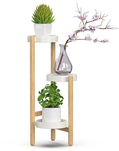 Bambus-Pflanzenständer für Zimmerpflanzen, 3 Etagen hohe Pflanzenständer für Eckpflanzenregal, mehrere Blumenhalter für drinnen und draußen, Garten, Terrasse, Balkon, Wohnzimmer (69,8 cm Höhe)