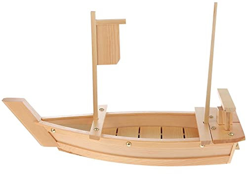 Cabilock Bandeja de Madera para Servir Sushi Plato de Barco Japonés Sushi Sashimi Dragón Plato de Sushi Vajilla para Restaurante Comedor en Casa (50Cm)