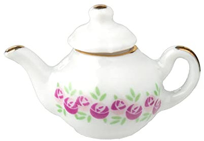 Melody Jane Dolls House Pink & White Floral Teapot Miniature Kitchen Dining Accessory 1:12