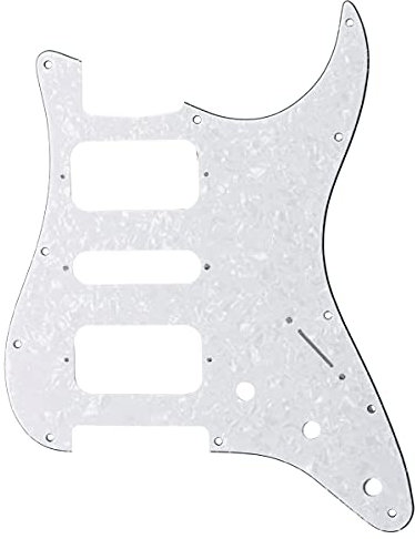 Musiclily Pro 11 Löcher Round Corner HSH Strat Pickguard Schlagbrett für American/Mexican Fender Standard Stratocaster E-Gitarre, 4-lagig White Pearl