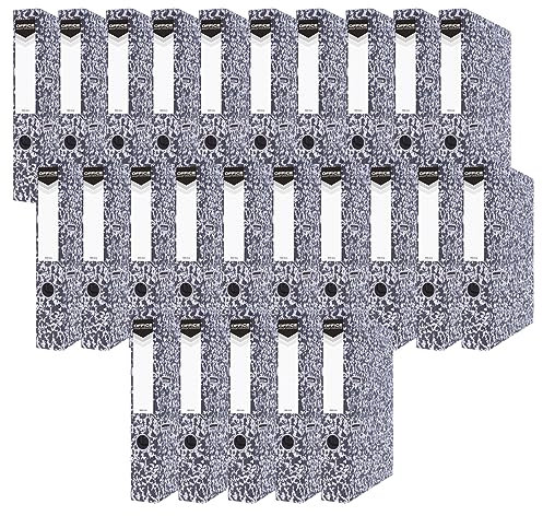 OFFICER PRODUCTS PRODUCTS 25er Pack Ordner Wolkenmarmor DIN A4/50mm/ 5 cm/aus Karton/Papier/Schlitzordner Büroordner Aktenordner/ideal für Büro und Schule/Made in EU
