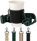 80 Oak Cupholder NEU. Tasche für Kaffeebecher und Flasche zum Umhängen. Ideal für Becher und Trinkflaschen aller Art (Schwarz, Muster Grün)