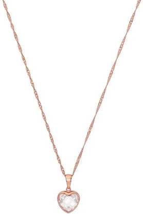 Amor Kette mit Anhänger 925 Sterling Silber Damen Halsschmuck, mit Zirkonia synth., 42 cm, Roséfarben, Herz, Kommt in Schmuck Geschenk Box, 2016012