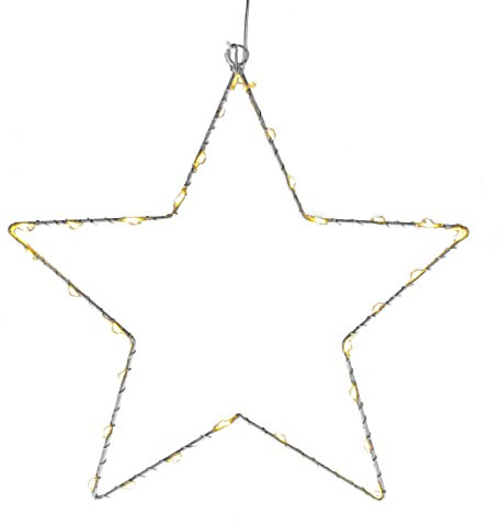 WTD - Figura decorativa para ventana (40 ledes, 40 cm), diseño de estrella de Navidad