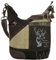 Sunsa Damen Canvas mit Leder Umhängetasche. Reh Druckmotiv, braune Hobo Tasche,Crossbody Bag/Crossover Damentasche in Vintage look