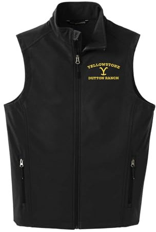 PARAMOUNT NETWORK Yellowstone Dutton Ranch Logo Core Soft Shell Gilet sous licence officielle, noir, Large