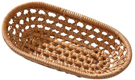 JAWSEU Kleiner Geflochtener Korb, Obstkorb, Brotkorb Brotkörbchen Weide Semmelkorb, Besteckkorb, Aufbewahrungskorb (Oval)