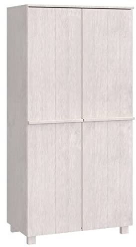 Festnight Kleiderschrank Vielseitige Drehtürenschrank 2 Fächern Mehrzweckschrank Schrank mit Viel Stauraum für Schlafzimmer Weiß 89x50x180 cm Massivholz Kiefer