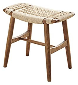 Taburete de cama de madera maciza for el hogar, sala de estar, taburete trenzado de mimbre for zapatos, banco for estancia en casa, taburete bajo de cuerda trenzada, taburete de tocador, taburete de m