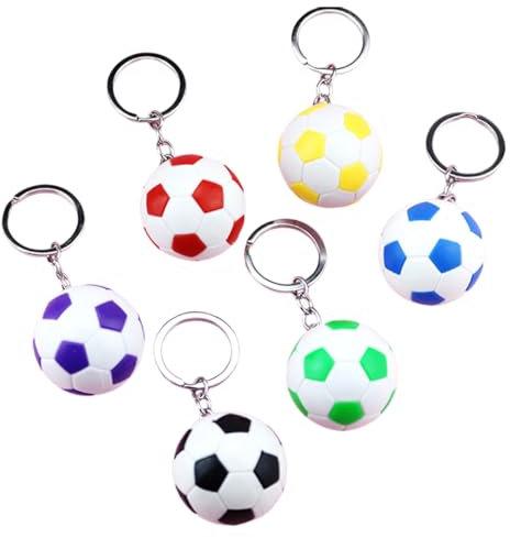 6 Stücke Fußball Schlüsselbund, Mini Fußball Schlüsselanhänger, 3D Fußball Sport Keychain, Kreatives Fußball Persönlichkeit Anhänger für Kinder Party Dekoration,Schule Karneval Belohnung