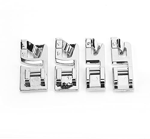 4 pièces Ourlet roulé Pied Ourlet Pied kit Ourlet Pied Machine à Coudre Pied presseur Ourlet Couture Pieds kit pour Chanteur frère Ourlet Pied Bas Tige Machine Couture Pied Ourlet Pied Ourlet Roulé