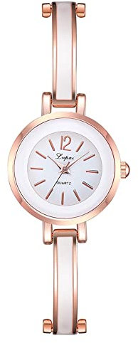 GFRGFH 6 Farben Fashion Alloy Strap Round Dial Watch Damen Casual Quarzuhr für Frauen und Mädchen(Silber Weiss)