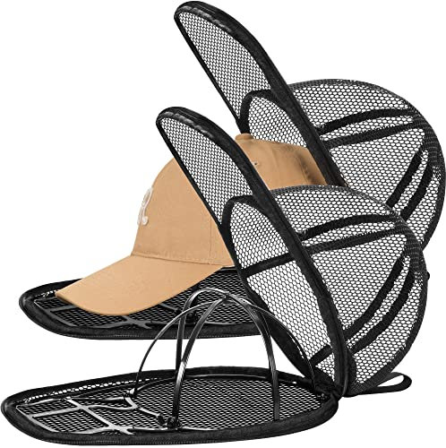 MAGTSMEI Hat Cleaner, Baseball Caps Hat Washer for Washing Machine, Foldable Washing Hat Cage Protector Holder for Flat & Curved Hats, Hat Rack/Organizer for Dishwasher, 2 Pack Black