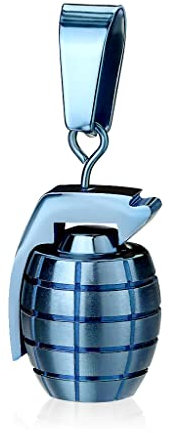 Bungsa Unisex Anhänger Handgranate blau aus 316L Edelstahl