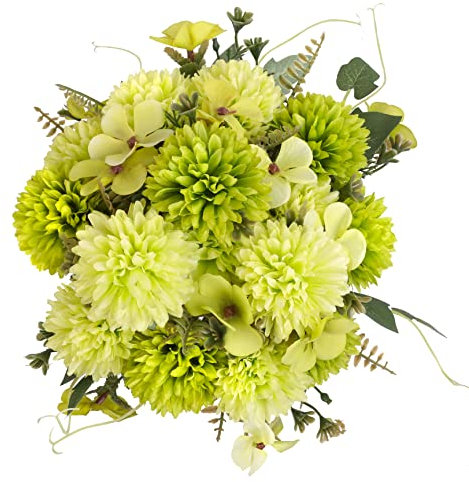 Jim's Cabin Künstliche Chrysanthemen-Kugel-Blumen – 3 Stück realistische Seidenblumen mit Stielen und Blättern für Hochzeit, Party, Hausdekoration, Tischdekoration und Blumen