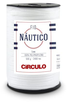 Circulo - Nautico Filato, Premium Waterproof Cord 5 mm 100% Polipropilene, 227 m, 499 g, grosso, speciale per accessori moda, borse e decorazioni in uncinetto e macramè (8001 - bianco)