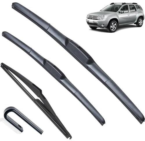 Juego de escobillas limpiaparabrisas delanteras y traseras compatible con Dacia Renault Duster MK1 2009-2013 parabrisas 20+20+12