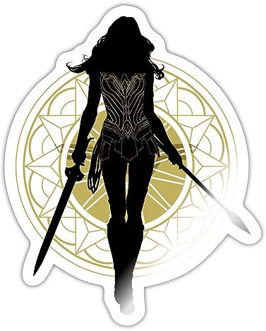Spreadshirt Wonder Woman Umriss Mit Waffen Sticker, max. 10 x 10 cm, 10 x 10 cm, Weiß glänzend