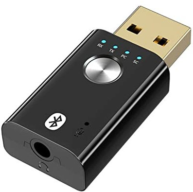 Koanhinn 4 in 1 Wireless USB Bluetooth 5.0 Adapter 3.5mm AUX BT Audio Receiver Transmitter for Car TV Speaker Adapter Stereo