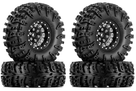 INJORA 1.3 Beadlock Reifen Set S5 Swamp Claw Gelände Felgen Reifen 70 * 27mm für TRX4M SCX24 1/18 1/24 RC Crawler Auto,Schwarz