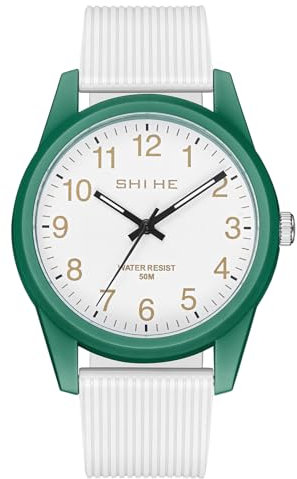 CIVO Montre Femme Analogique 50M Étanche Rond Montre pour Femme Bracelet Silicone Blanc Élégant Minimaliste Lumineux Quartz Montres Adolescente Fille, Cadeau Femme
