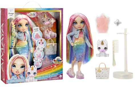 Rainbow High Fashion Doll with Slime & Pet - Amaya (Rainbow) - 28 cm Shimmer Doll with Sparkle Slime, Magical Pet and Fashion Accessories - Kids Toy Age 3+