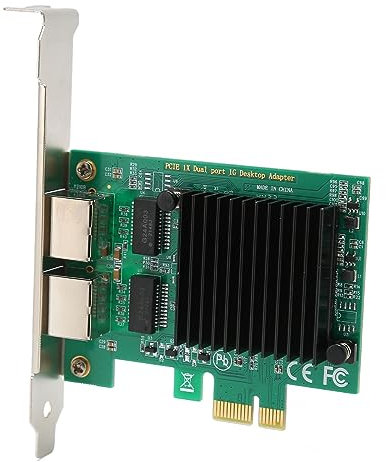 Lazmin112 Tarjeta de Red PCI Express Gigabit Ethernet de 10/100/1000 Mbps, Puerto Dual, Compatible con Win10/11 con Activación Remota, Marco Gigante y Apagado