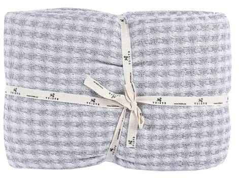 Tuiste Premium Tagesdecke Doppelte 200x230 Grau, Leichte Sommerdecke Waffeloptik, Bettüberwurf, Plaid Decke für Sofa, Sofadecke Baumwolle, Couchdecke, überdecke Bett, überwurf