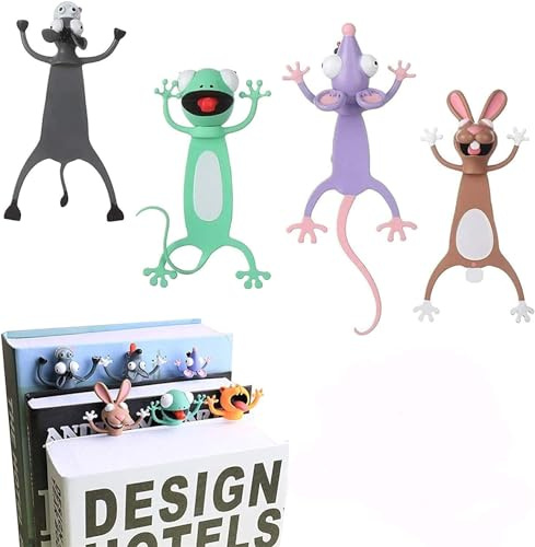 Wacky Bookmark Palz, 3D Stereo Kawaii Cartoon Lesezeichen, 3D Tier Wacky Lesezeichen, niedliche Lesezeichen für mehr Spaß Lesen, Geschenk für Kinder Studenten (Stil B)