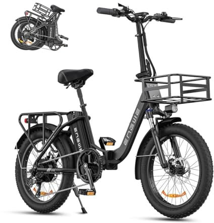ENGWE Bicicleta Eléctrica Plegable, 20 Fat Tire Bicicleta eléctrica para Adultos, Batería extraíble de 15,6 Ah, Alcance de hasta 140KM