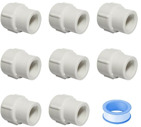 HayEastdor Lot de 8 adaptateurs filetés doubles femelles en PVC de 2,5 cm à 1,9 cm femelle vers femelle femelle pour Garden Works HE046-1 x 3/4