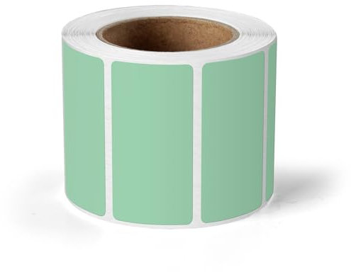 YIKIADA Grün Thermoetiketten Vinyl 25 × 50 mm Rolle Rechteckig Selbstklebend Adressaufkleber Wasserdicht Aufkleber für Name Barcode QR Code DIY 500 Stück