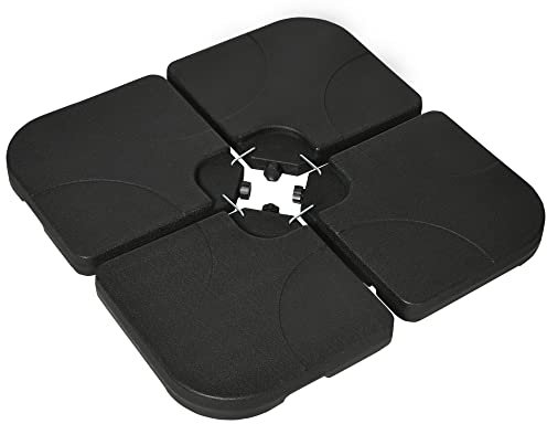 Outsunny Peso para Base de Sombrilla de 4 Piezas Base para Sombrilla Excéntrica Cuadrado Rellenable de Agua 15 Litro Arena 19,5 kg para Base Cruzada Negro