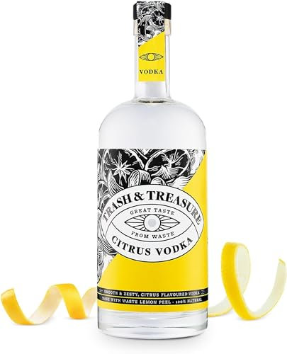 Trash&Treasure Citrus Vodka, Premium Flavoured Vodka Distilled From Waste Zesty Lemon Peels & Malt, Smooth Vodka, Create Vodka Based Cocktails like Citrus Martini, Planet-Friendly Vodka 70cl,37.5%ABV